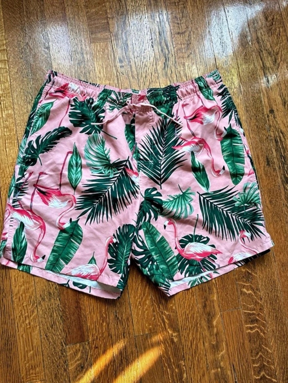 Old Navy Printed Swim Trunks Pink & Green Large